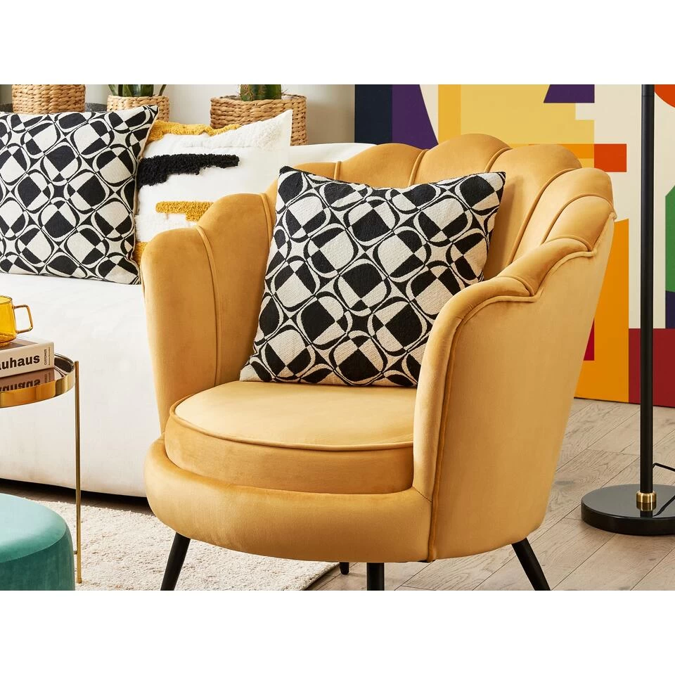 Beliani Cocktailstoel LOVIKKA - Geel Fluweel 6 Beliani Cocktailstoel LOVIKKA - Geel Fluweel - Afbeelding 4