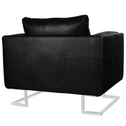 VidaXL Fauteuil Met Verchroomde Poten Kubus Kunstleer Zwart -Beste Fauteuil Winkel d62803a547314d338656bd6d54edda87