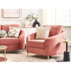 Beliani Fauteuil TROSA - Roze Polyester -Beste Fauteuil Winkel e0c8f69db49342499a6d55228b4553bc
