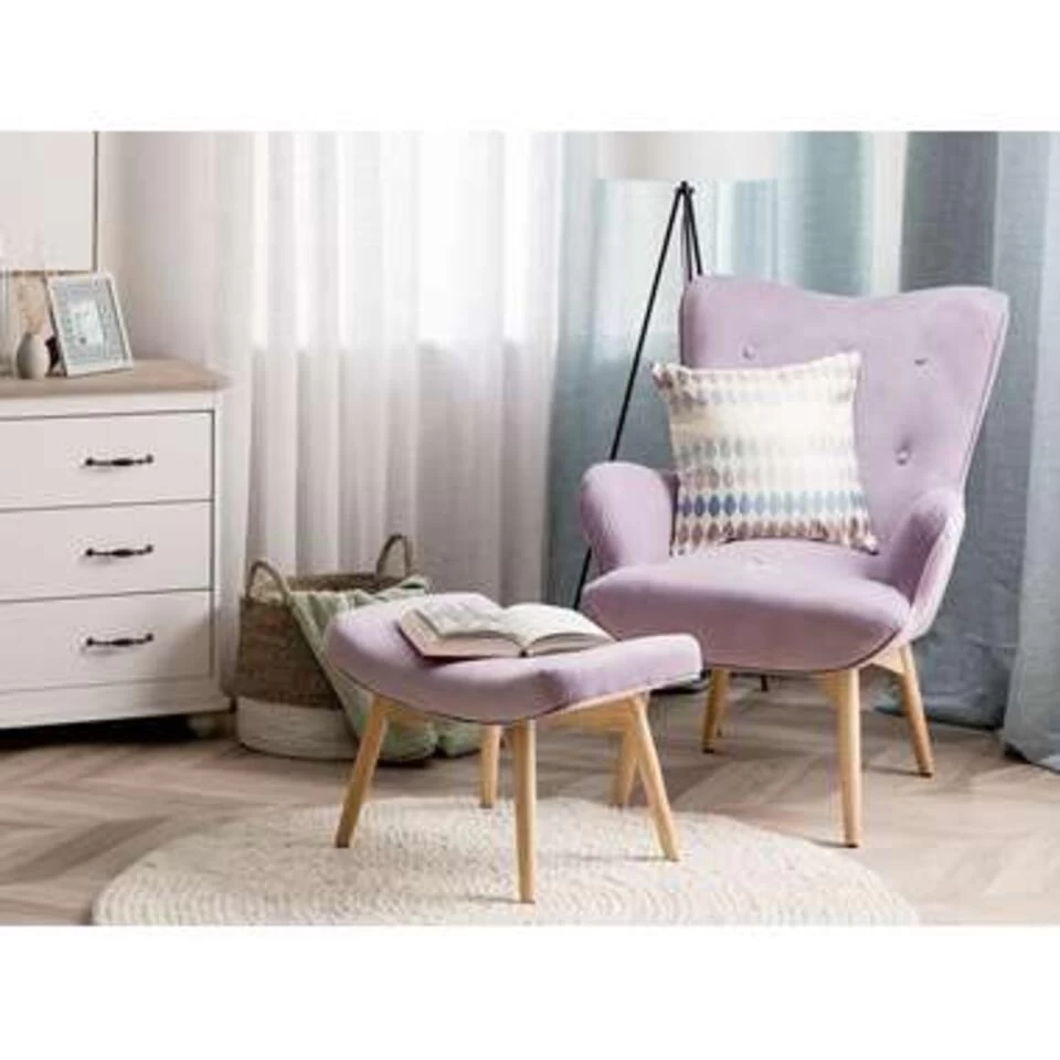 Beliani Fauteuil VEJLE - Paars Fluweel 4 Beliani Fauteuil VEJLE - Paars Fluweel - Afbeelding 2