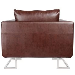 VidaXL Fauteuil Met Verchroomde Poten Kubus Kunstleer Bruin -Beste Fauteuil Winkel e2ef8f12a3744f7e8a5d4c134c0b86bb