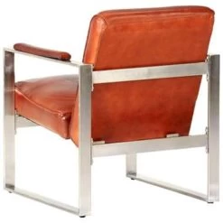 VidaXL Kuipstoel 60x73x77 Cm Echt Leer Bruin -Beste Fauteuil Winkel e6b91fce856347ee837221fcedd115df