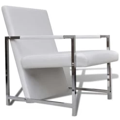 VidaXL Fauteuils 2 St Met Chroom Frame Kunstleer Wit -Beste Fauteuil Winkel e6e2bdf516bc41eba59f758f34871109