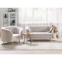Beliani Fauteuil LOEN - Beige Polyester -Beste Fauteuil Winkel f84d091879834a88957588b0d47d5a89