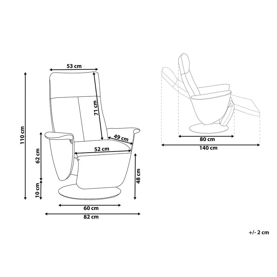 Beliani TV-fauteuil PRIME - Grijs Kunstleer 5 Beliani TV-fauteuil PRIME - Grijs Kunstleer - Afbeelding 3